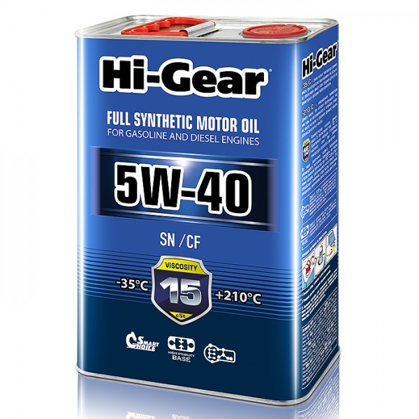 HG0544 Синтетическое моторное масло Hi-Gear 5W40 SN/CF, 4л