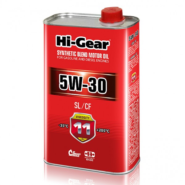 HG1130 Полусинтетическое моторное масло Hi-Gear 5W30 SL/CF, 1л